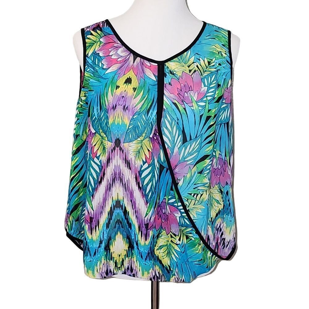 Nicole‎ by Nicole Miller Sheer Floral Sleeveless Top Size X-Large